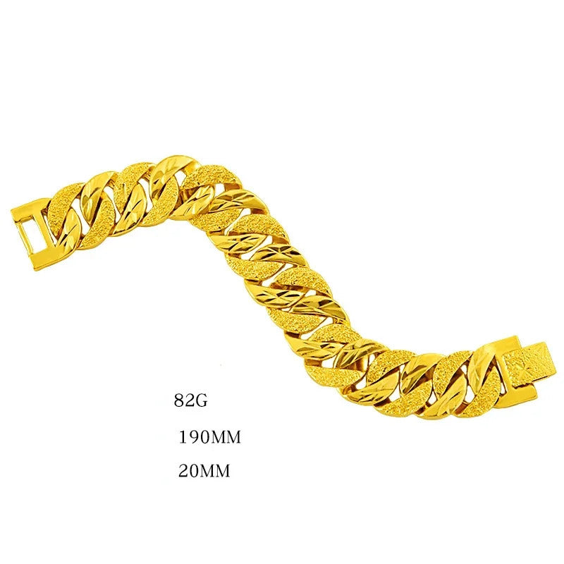 Yellow Gold Fashion Glossy Matte Strap Bracelet for Men Women Regal Wedding Engagement Birthday Jewelry Bracelets Bangles