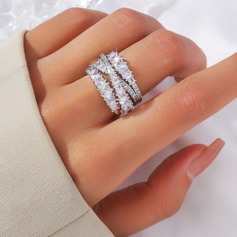 Ring for Women, Niche Light Luxury, Non-Fading Full Diamond Zircon Ring, Fashionable Versatile Ring, Jewelry Ring