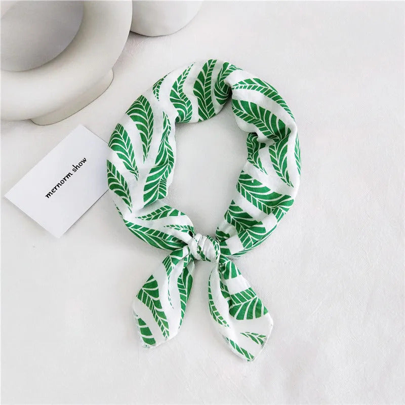 Cotton Linen 55cm Square Scarf Women Kerchief Flower Print Geometric Neckerchief Scarves  Headwrap Bandanas Hairband Headbands