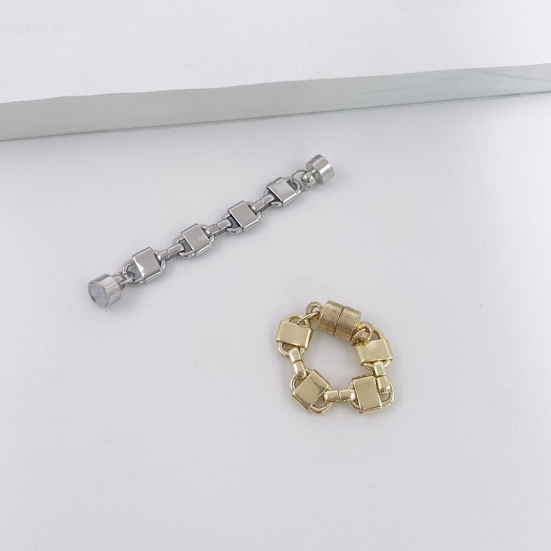 Metal Chain Magnetic Hoop Earrings for Women, Simple Versatile Elegant Non-Pierced Round Earrings, Minimalist Style Ear Jewelry