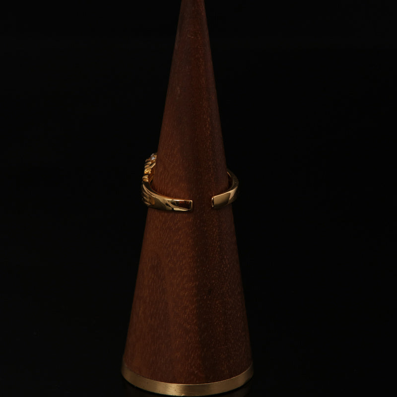 Fashion Light Luxury Niche Qingdao Factory Wholesale Copper Plated Bright Gold Wheat Ear Diamond Ring