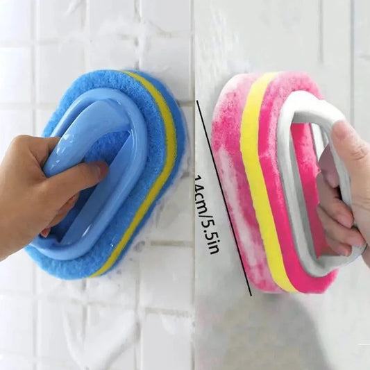 Cleaning Brush with Handle Kitchen Sponge Wipe Thickening Bathroom Tile Cleaning Sponge Household Stain Removal Clean Tools
