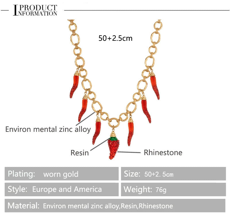 red Pepper Necklaces for Women Multilayer Collar Chain Verse Christian Jewelry 18K Gold Choker Plated/Stainless