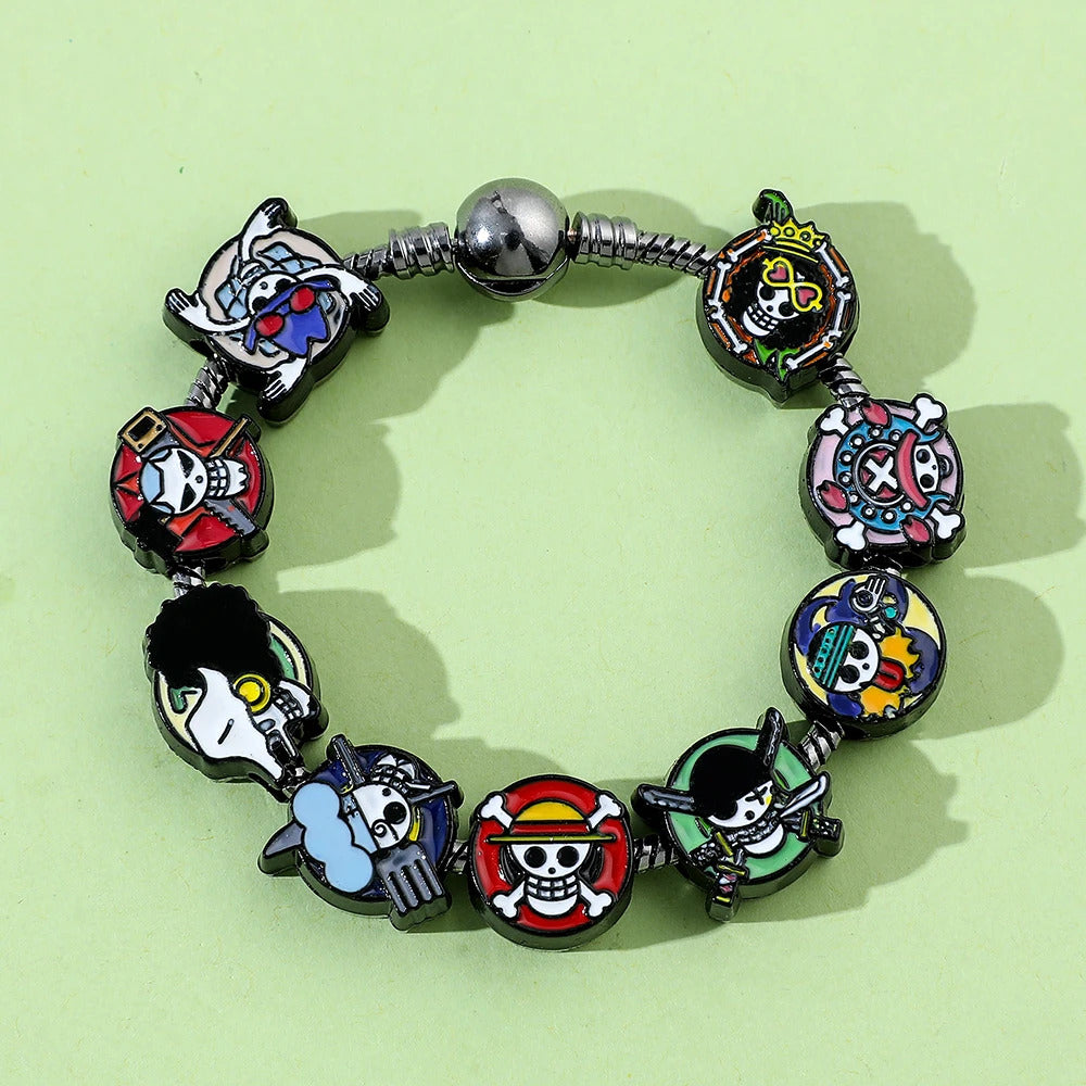 One Piece Anime Monkey D. Luffy Charms Bracelet, Tony Tony, Chopper Skull, DIY Pendant Bangle, Vintage Bracelet