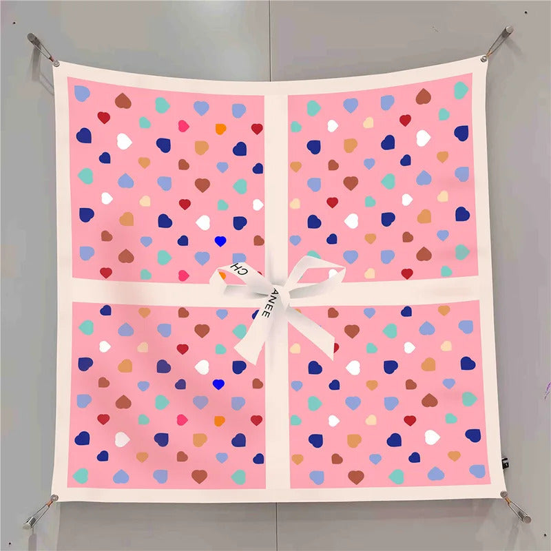 Fashion Graffiti Neckerchief Luxury Square Scarf for Women Silk Shawl Satin Hijab Wraps Hair Bands Headband Bandana Ribbon