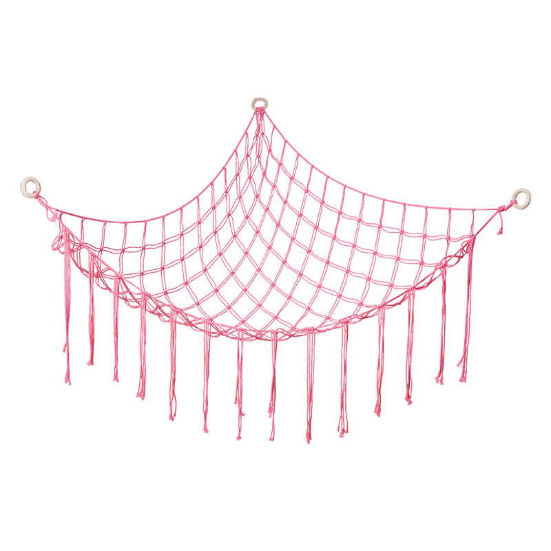 Handwoven Children's Room Corner Toy Storage Hammock Bedroom Decoration Triangle Plush Toy Storage Net