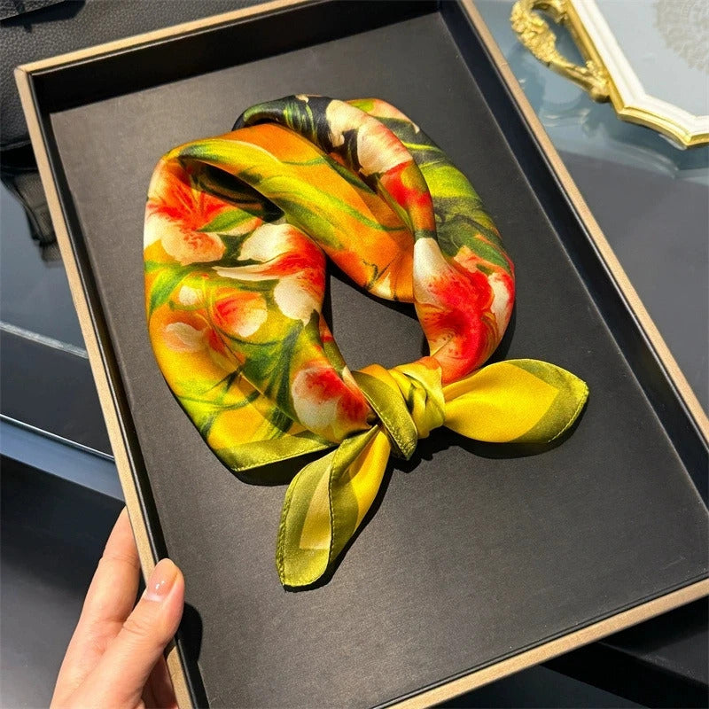 Scarf 100% Silk Bandana Women Square Scarves Wrap Kerchief Mulberry Spring Fashion Luxury High Quality Headband Hijab Shawls