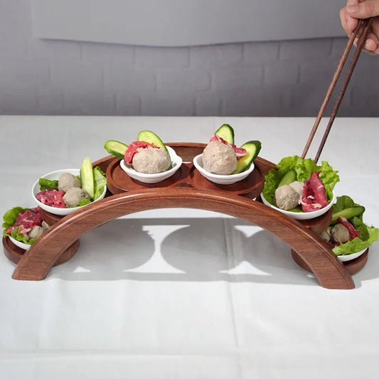 Hotpot arch bridge plate sushi bridge boat tableware Dessert wooden dim sum plate sushi tray japanese kitchen bento  sushi plate