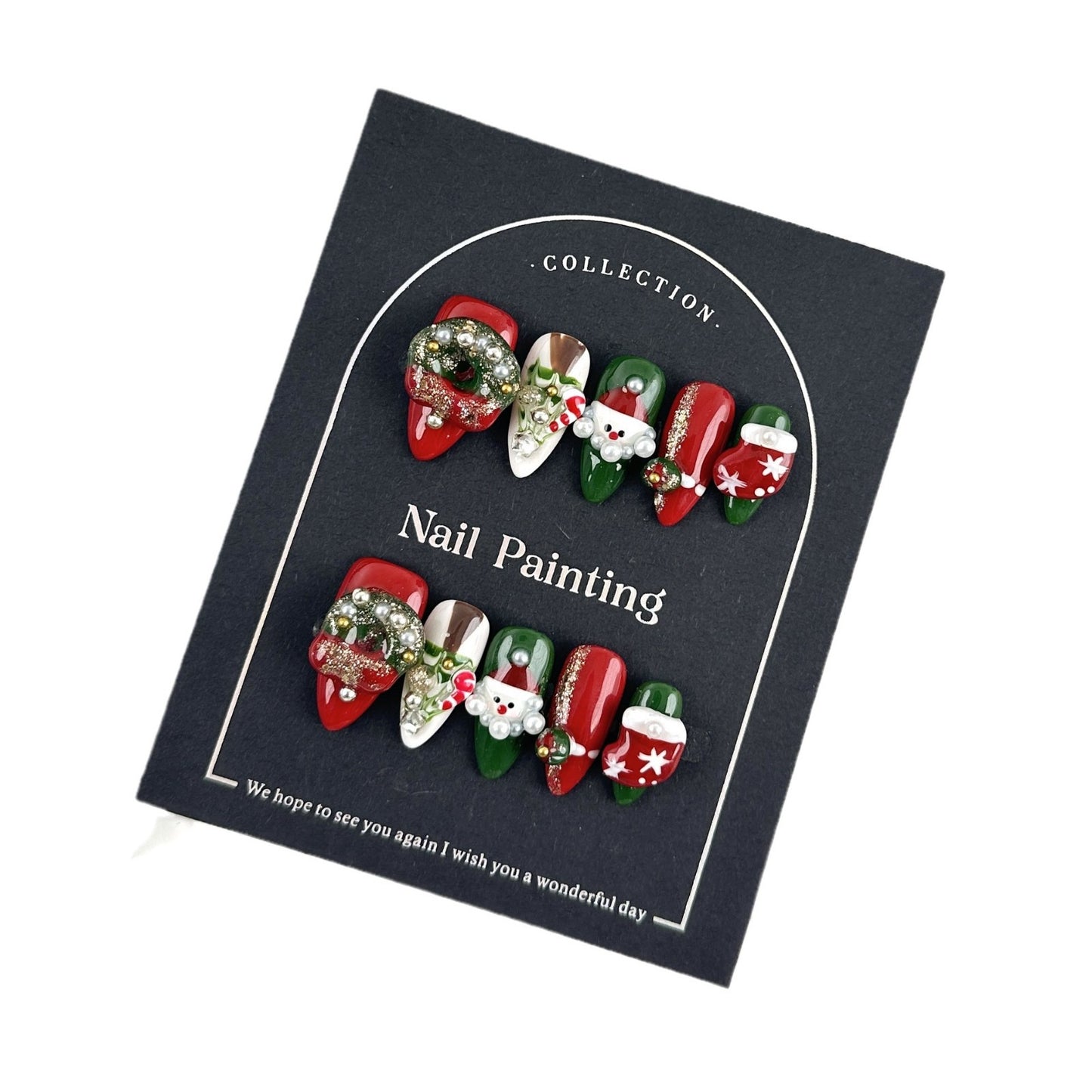 Wearable Nail Tips Purely Handmade Nail Stickers Purely Handmade Squeeze Christmas New European and American Cross-Border