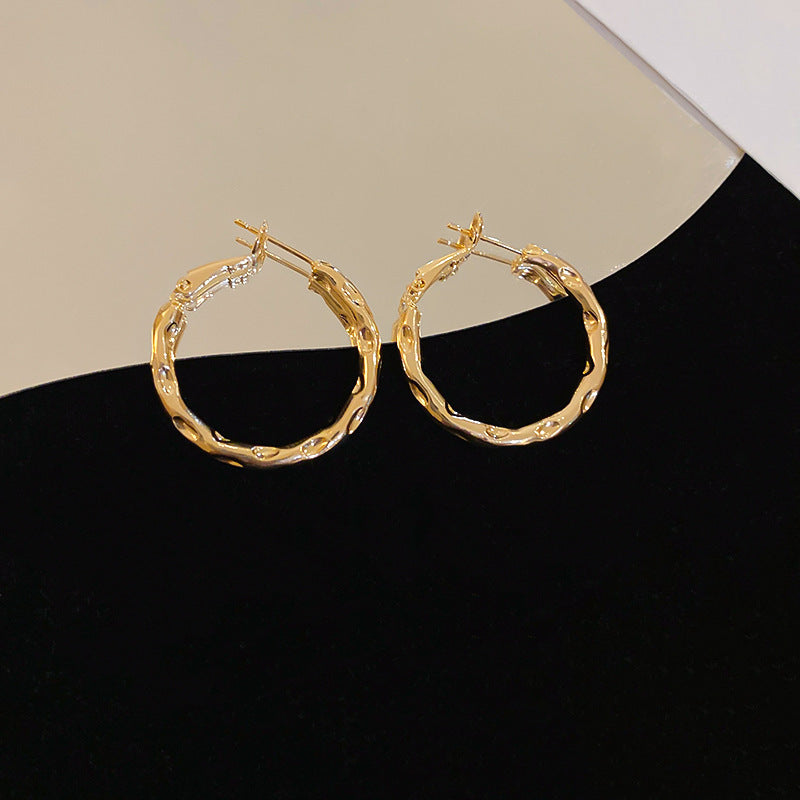 Simple Heart Circle Earrings Fashion Versatile Geometric Ear Clips Ear Studs Light Luxury High-end Feel Earrings for Women