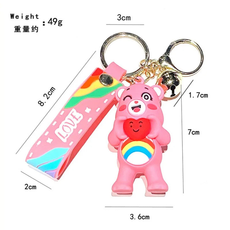 Care Bears Kawaii Keychain for Boys Girls Anime Cartoon Cute Key Ring Bag Car Fashion Decorative Pendant Children Toys Gifts