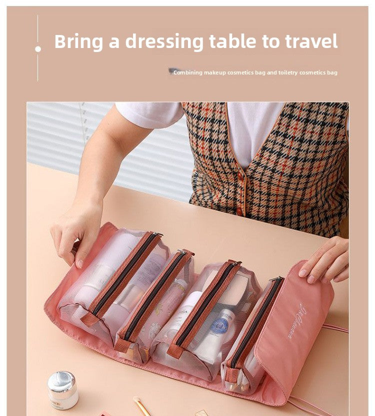 Detachable 4-in-1 Makeup Bag Multifunctional Simple Travel Handheld Foldable Travel Cosmetic Storage Toiletry Bag