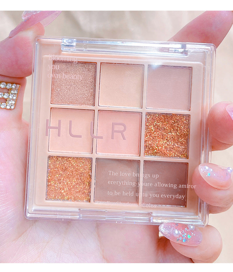Helen Beauty Nine-Color Eye Shadow Plate Matte Shimmer Sequins Thin and Glittering Smoked Eye Shadow Plate Cross-Border Makeup Wholesale Delivery