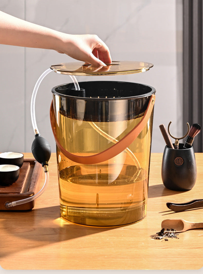 Tea Bucket Office Large Capacity with Strainer Dry Wet Separation Household Table round Portable Transparent Tea Residue Barrel