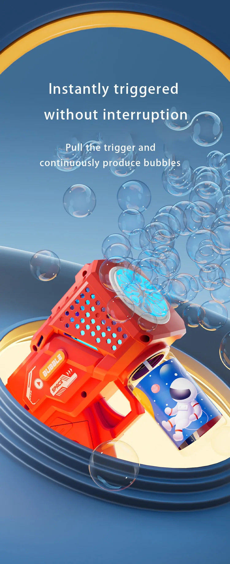 10 hole automatic bubble machine toy children's handheld space bubble gun electric light without battery bubble water