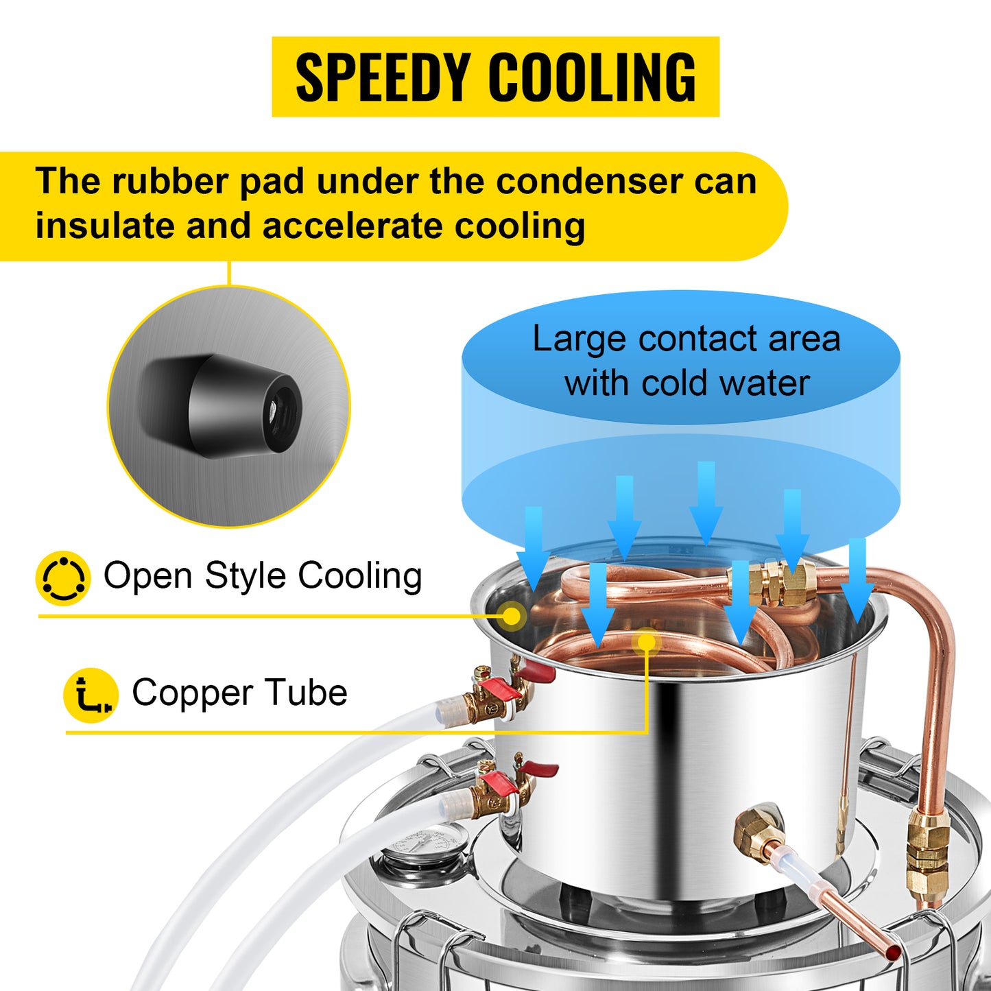 VEVOR 50L Moonshine Still Alcohol Distiller w/ Water Pump Stainless Copper DIY Home Brew Ethanol Wine Essential Oil Brewing Kit