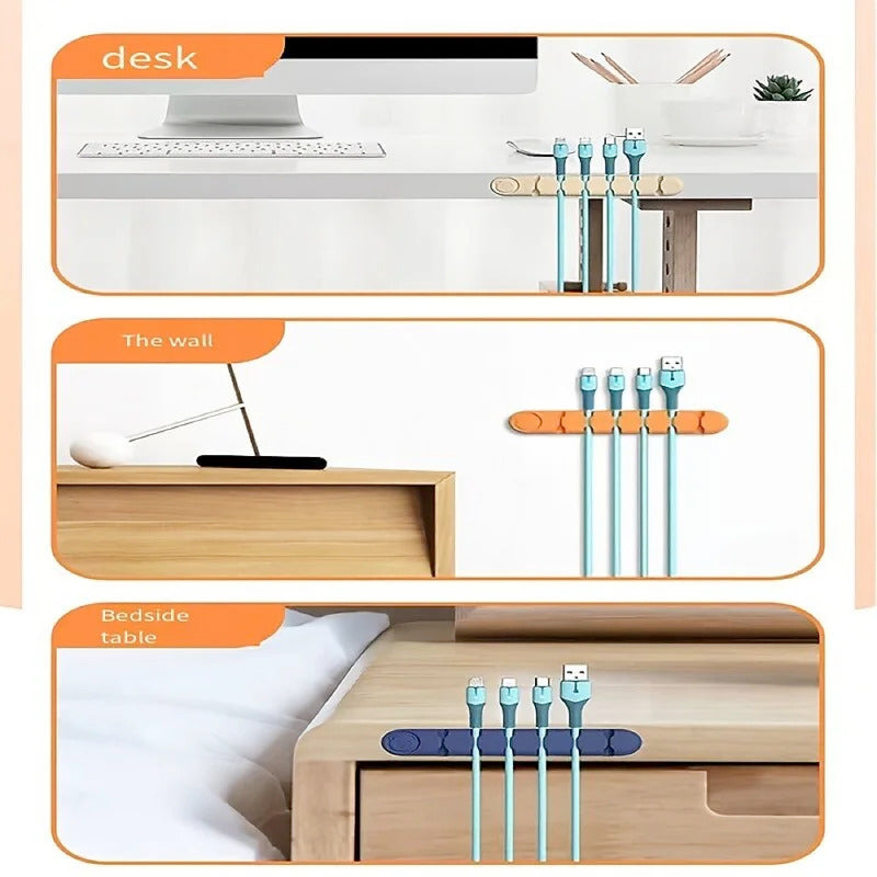 Cable Organizer Silicone USB Data Cable Desktop Management Cable Silicone Clips For Mouse Headphone Earphone Car Wire Holder