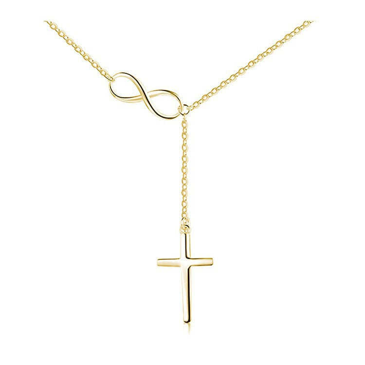 Amazon TK Hot-Selling OT Buckle Square Cross Necklace for Women Copper Plated 14K Gold Paperclip Necklace Yiwu In Stock
