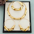 Luxury Gold Plated Dubai Jewelry Set For Women African Copper Twist Bold Design Earrings Necklace Bracelet Quality Jewelry Gift