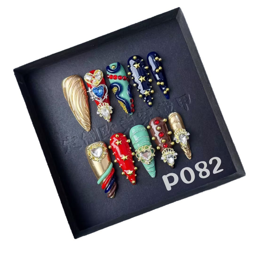 Wearable Nail Tips High-End Retro Palace Style Exotic Nail Tips Cross-Border Japan and Korea Exclusive Wholesale Wearable Nails