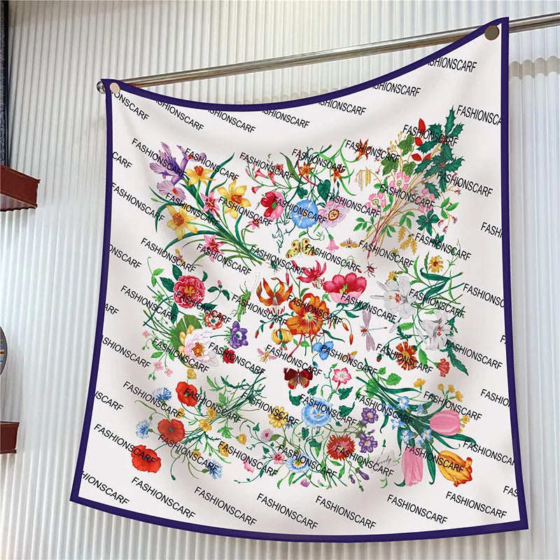 New Year Gift 90cm Large Square Scarf Scarf Women'S Scarves Spring And Autumn Style Fashion Shawl European American Twill Print