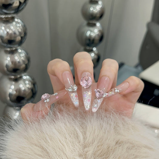 [Melody] Original Style Please Do Not Steal Pictures Pink Cat Eye Advanced French Cat Eye K9 Handmade Wear Armor