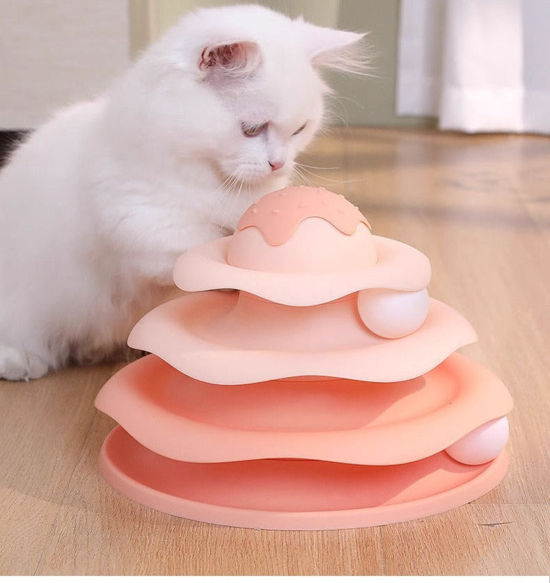 Cat Toy Teaser Wand Cat Turntable Self-Entertainment Ball Kitten Three-Layer Track Disc Kitten Pet Intelligence Artifact