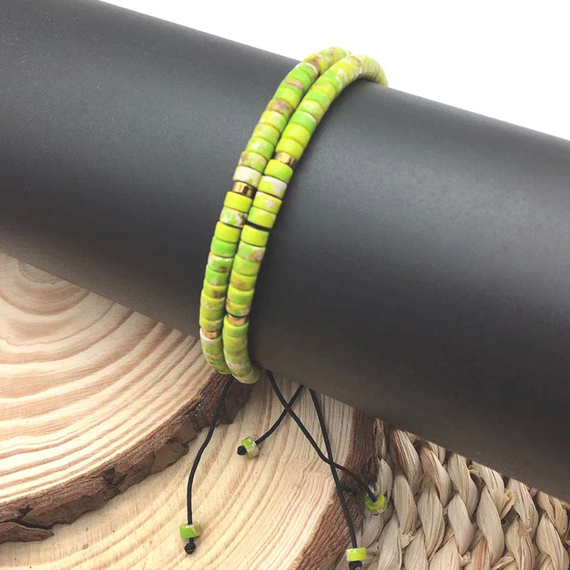 Adjustable Natural Stone Spacer Beads Woven Bracelet Size Fashion Women's Handstring Woven Handstring