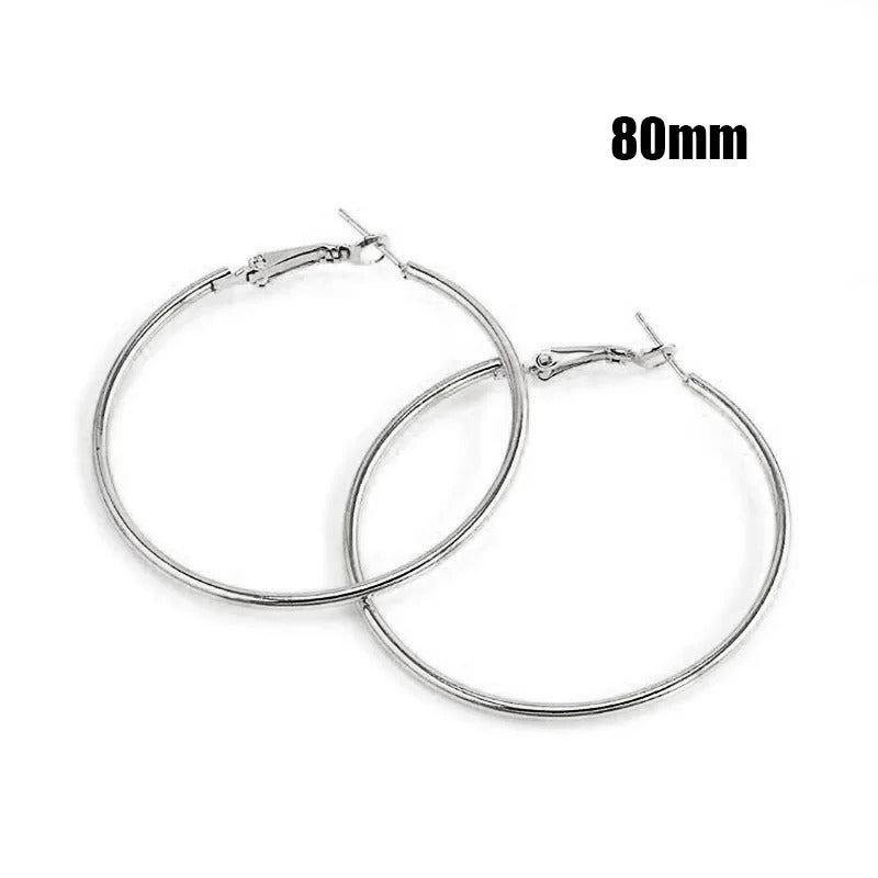 Fashion Large Hoop Earrings 40mm 60mm 80mm Big Smooth Circle Earrings Round Brincos Loop Earrings for Women Jewelry Party Gifts