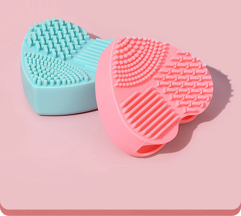 Heart-Shaped Makeup Brush Cleaning Box Multifunctional Makeup Brush Cleaning Tool Pad for Washing Brush Hollow Love Brush Box