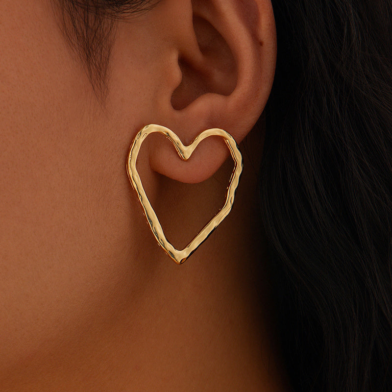 Personalized pleated hollow heart earrings various combinations of sunflower alloy earrings