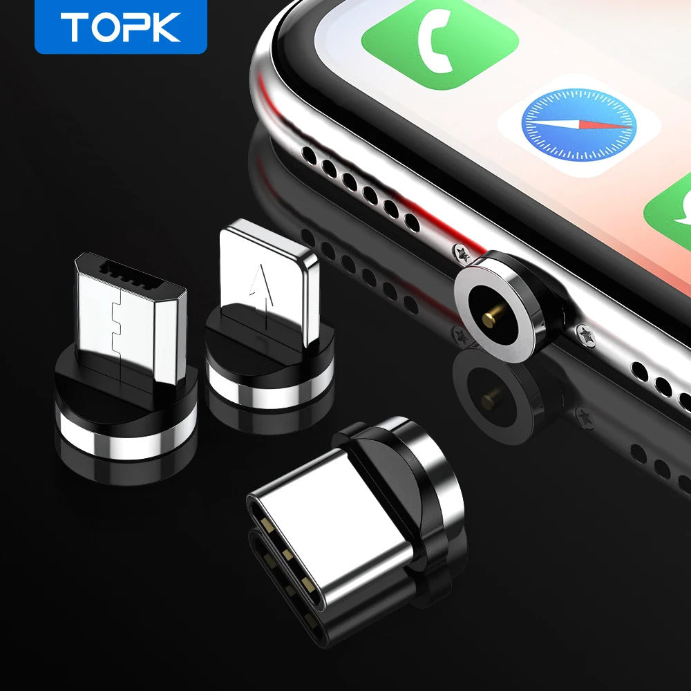 TOPK 5-Pack Magnetic Plug Connector Universal Round Magnetic Cable Type C Micro USB Magnet Replacement Parts for Mobile Phones