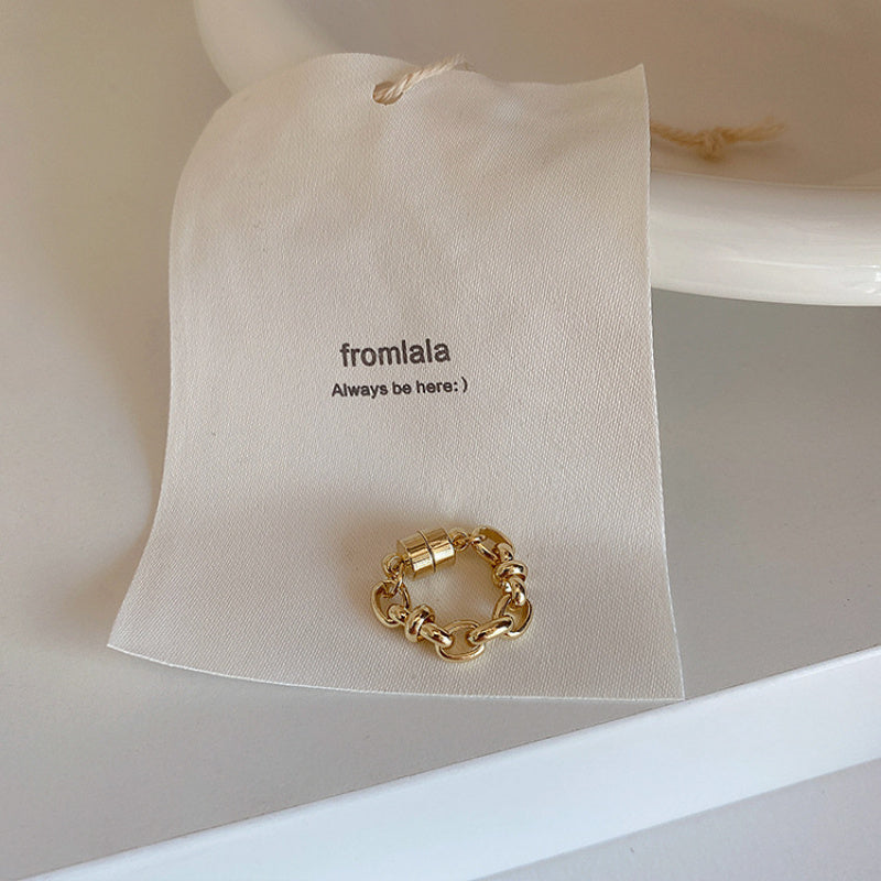 Metal Chain Magnetic Hoop Earrings for Women, Simple Versatile Elegant Non-Pierced Round Earrings, Minimalist Style Ear Jewelry