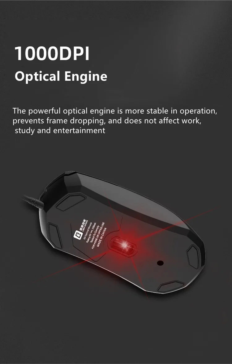 TEUCER Wired Home Extension Cable Mouse 2m 3m 5m High Sensitivity Office Mice Computer Peripherals