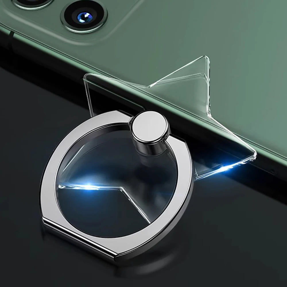 Transparent Cell Phone Ring Holder Stand 360°Degree Rotation Clear Finger Grip Kickstand Compatible iPhone Xiaomi for Phone Case
