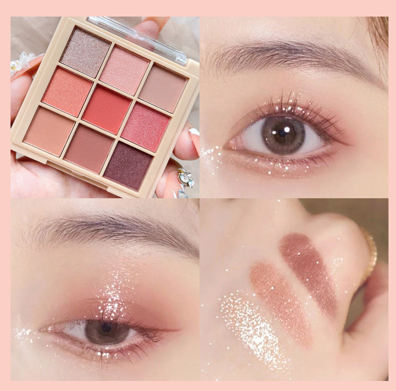 Helen Beauty Nine-Color Eye Shadow Plate Matte Shimmer Sequins Thin and Glittering Smoked Eye Shadow Plate Cross-Border Makeup Wholesale Delivery