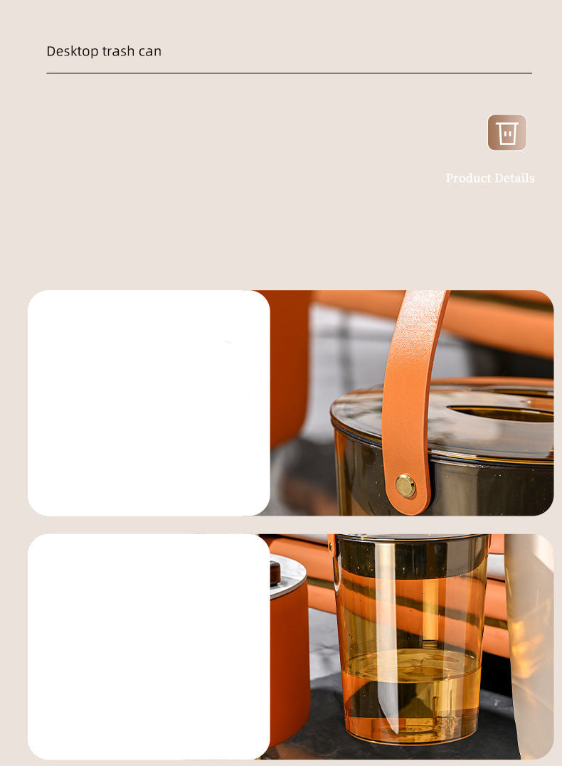 Tea Bucket Office Large Capacity with Strainer Dry Wet Separation Household Table round Portable Transparent Tea Residue Barrel