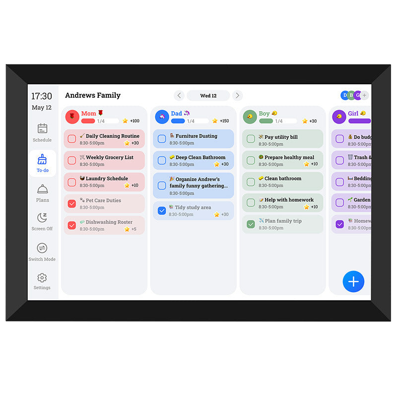 All-in-One Family Smart Calendar: Touch Screen Wall Display w/ Desk Stand - Sync Schedules, Chores, Photos & Videos via App| Never Miss an Event!"