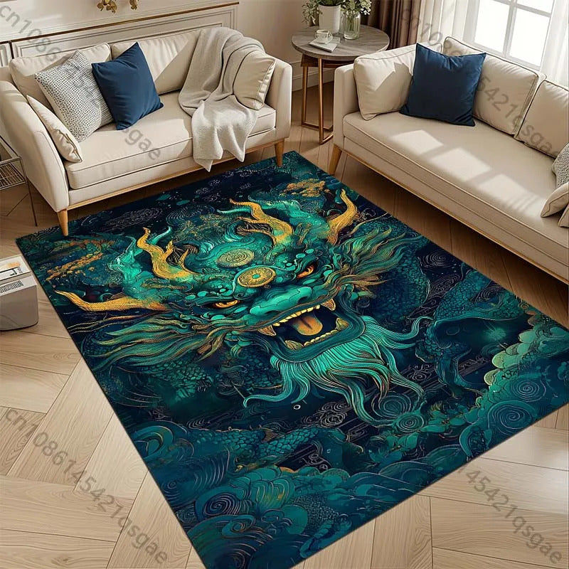 1PC Domineering Oriental Dragon Print Rug Carpets for Bedroom Living Room Sofa Mat Door Mat Dressing Room Rugs for Gifts