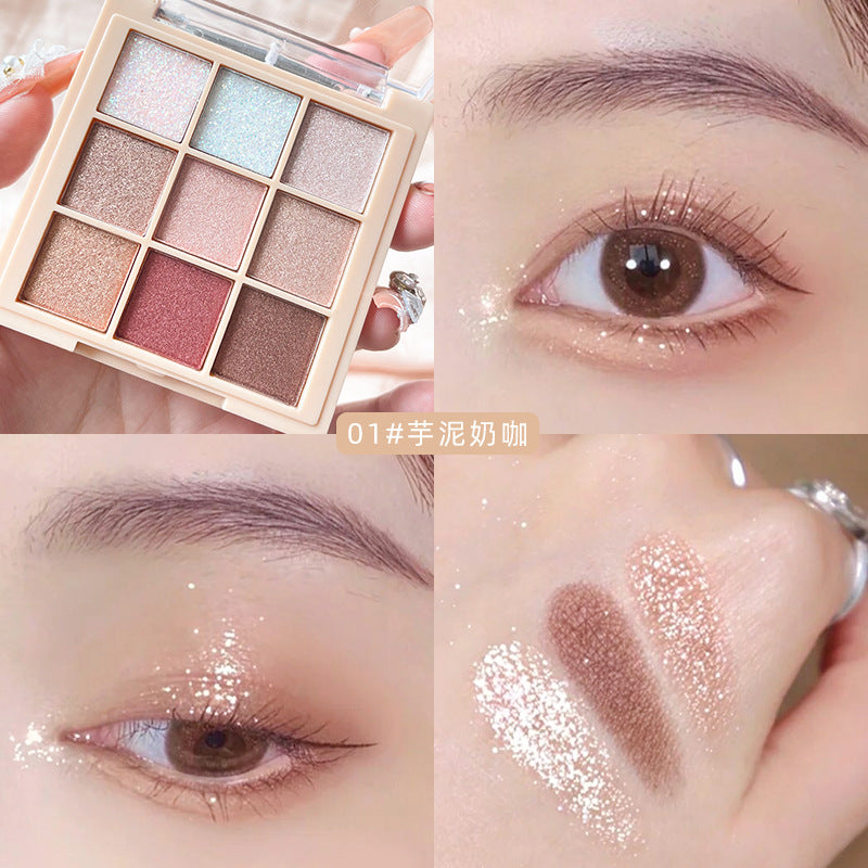 Helen Beauty Nine-Color Eye Shadow Plate Matte Shimmer Sequins Thin and Glittering Smoked Eye Shadow Plate Cross-Border Makeup Wholesale Delivery
