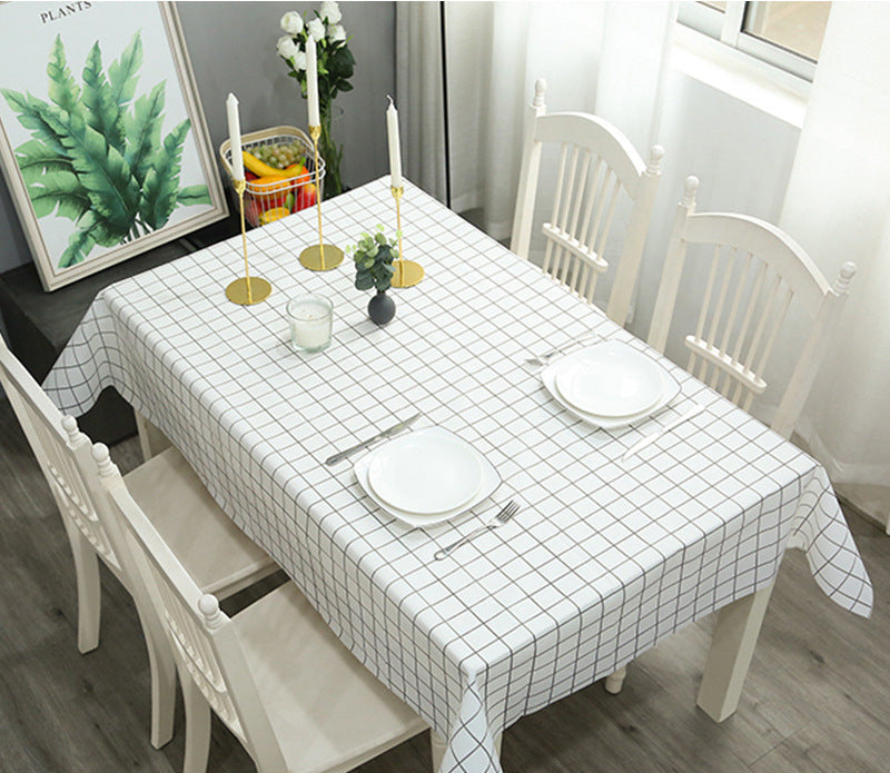 Nordic Style Warm High Temperature Resistant Tablecloth Ins Tablecloth Waterproof Oil-Proof Disposable High-Grade PVC Plaid Dining Table Cloth Liner
