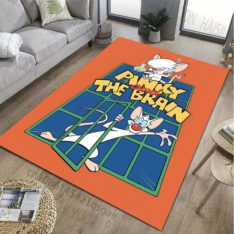 Classic Cartoon Pink The Brain Patter Carpet for Living Room Bedroom Bedside Bathroom Floor Mat Area Rug Sofa Mat Home Decor