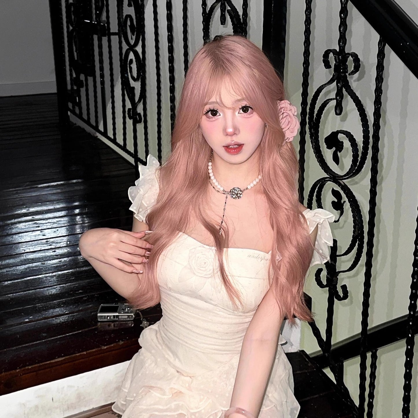 Pink Wig for Women Long Hair Natural Realistic Full Wig Lolita Long Curly Hair Big Waves Fashion Sweet Wig