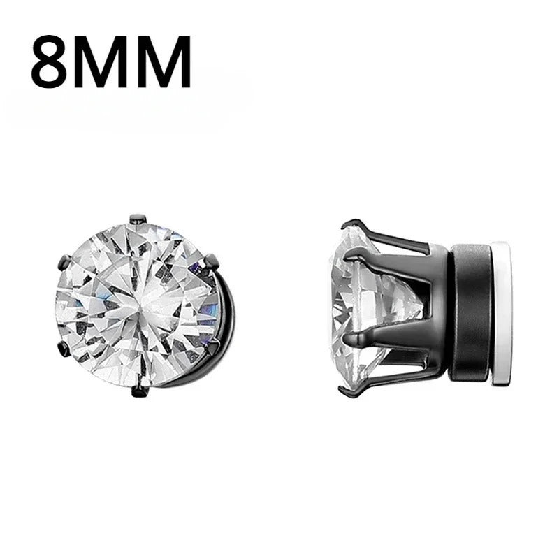 1Pairs Crystal Strong Magnetic Ear Stud Clip Earrings for Men and Women Punk Round Zircon Magnet Earrings Non Piercing Jewelry