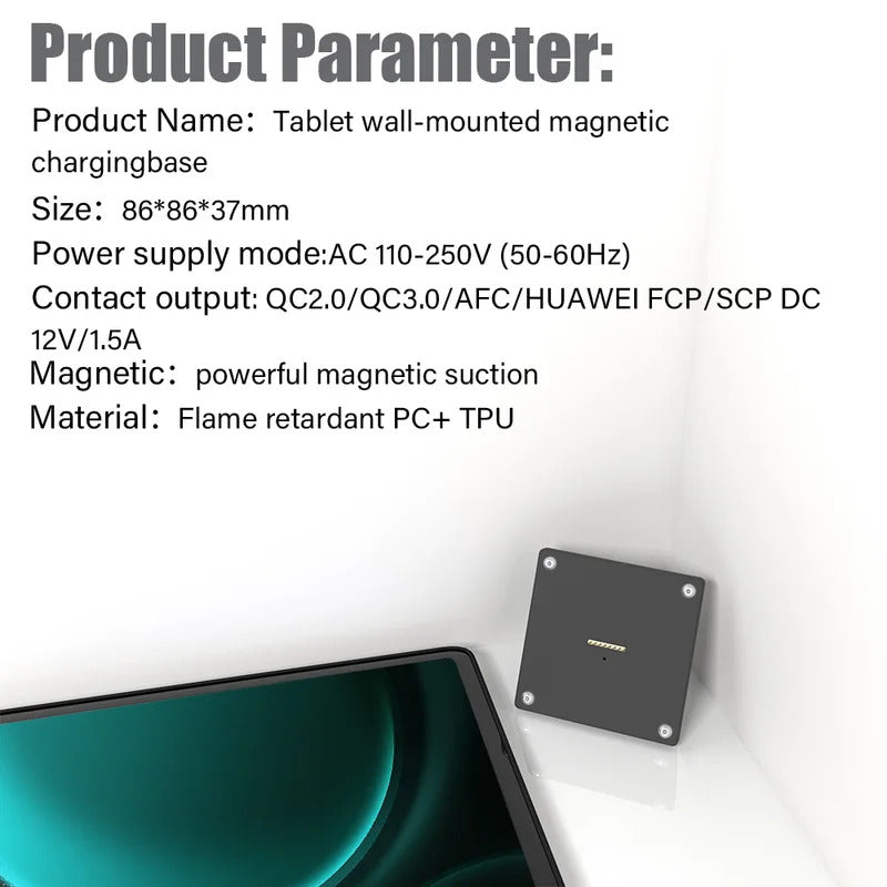 For Samsung Galaxy Tab S9 FE 10.9 inch Stand Wall Mount Tablet Stand 18W Fast Charging Magnetic Wireless Rotatable
