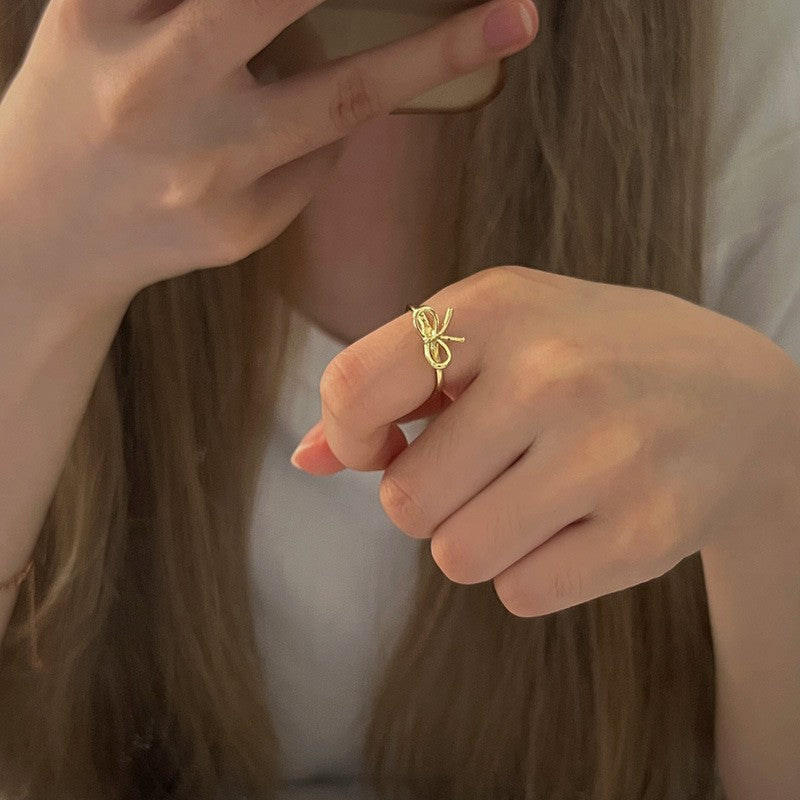 Sand Gold Opening Adjustable Frosted Ring Women's Fashion Sweet Light Luxury Niche Exquisite Ring Ancient Design