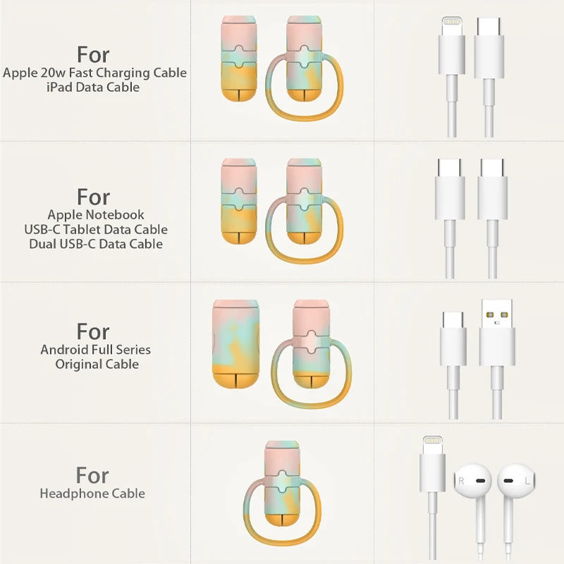 Silicone Cartoon Cable Winder Anti-Break Mobile Phone Charging Cable Strap Protector Carabiner Data Cable Protection Cover