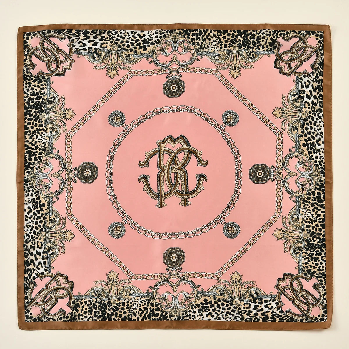 90*90cm Silk Satin Square Scarf Women Leopard Printed Headband Luxury Designers Scarf Handkerchief Foulard Silk Hair Band