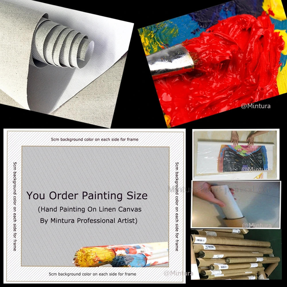 Mintura,100% Handmade Knife Graffiti Pink Red Heart Oil Painting on Canvas,Modern Abstract Wall Art Picture,Room Home Decoration