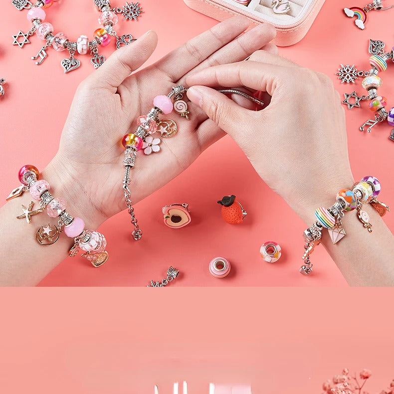 DIY Beaded Bracelet Set with Storage Box for Girls Gift Acrylic European Large Hole Beads Handmade Diy Jewelry Making Kit